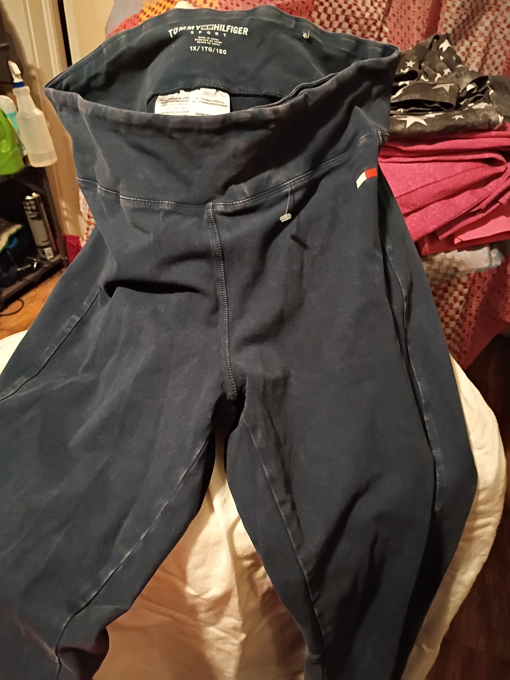 Tommy Hilfiger Navy High-Rise Leggings with Flag Detail. Sz 1x
